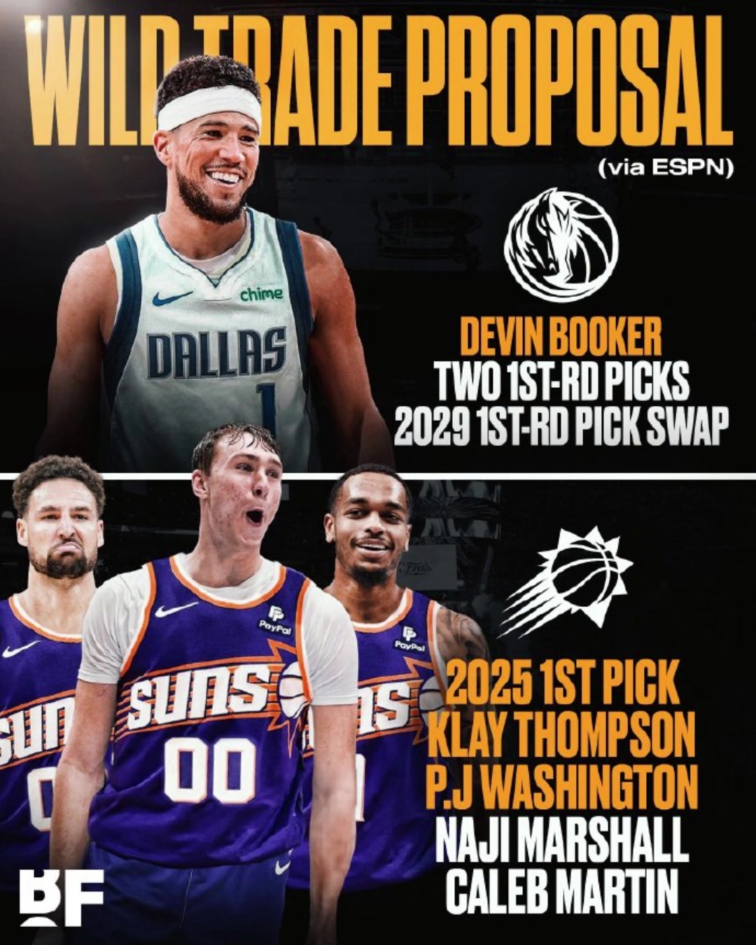 有搞頭美媒交易方案獨行俠出狀元簽克萊PJ從太陽換來布克