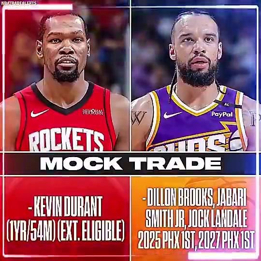 火箭KD真有戲此前美媒模擬火箭出小賈狄龍?zhí)m代爾2首輪換