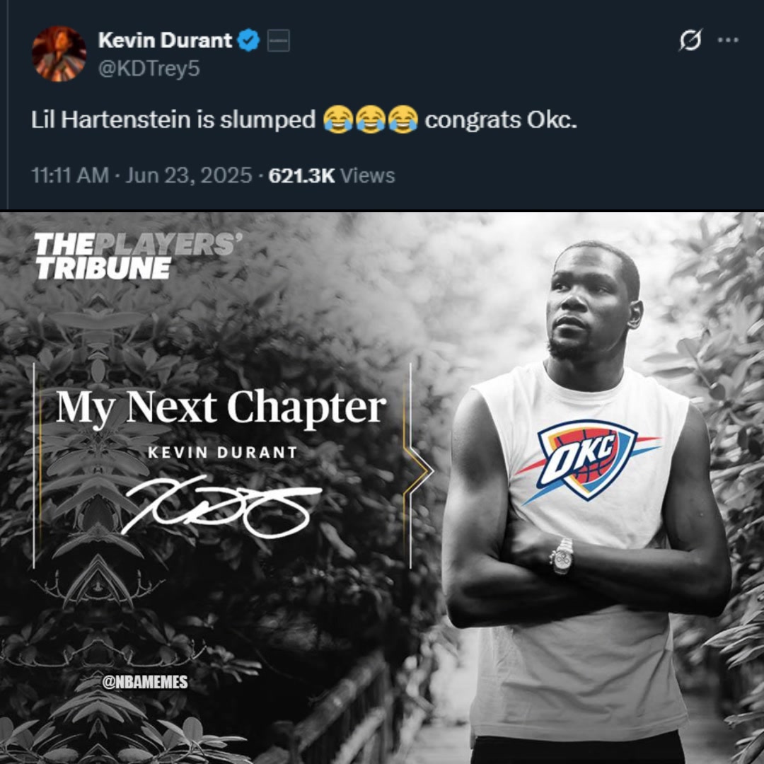 雷霆名宿杜蘭特第一時(shí)間發(fā)推慶祝雷霆隊(duì)史首冠