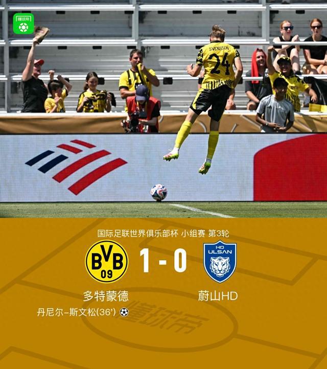 多特勝蔚山，斯文松制勝，吉拉西錯(cuò)失良機(jī)，HD組頭名出線。