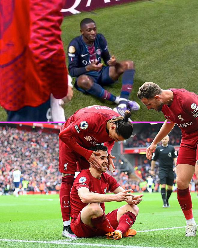 登貝萊進球，致敬若塔，按手柄慶祝。