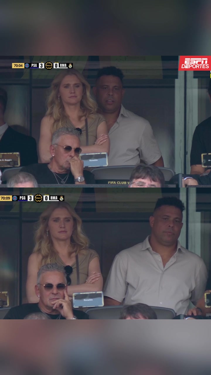 巴黎3-0皇馬看臺上大羅的反應