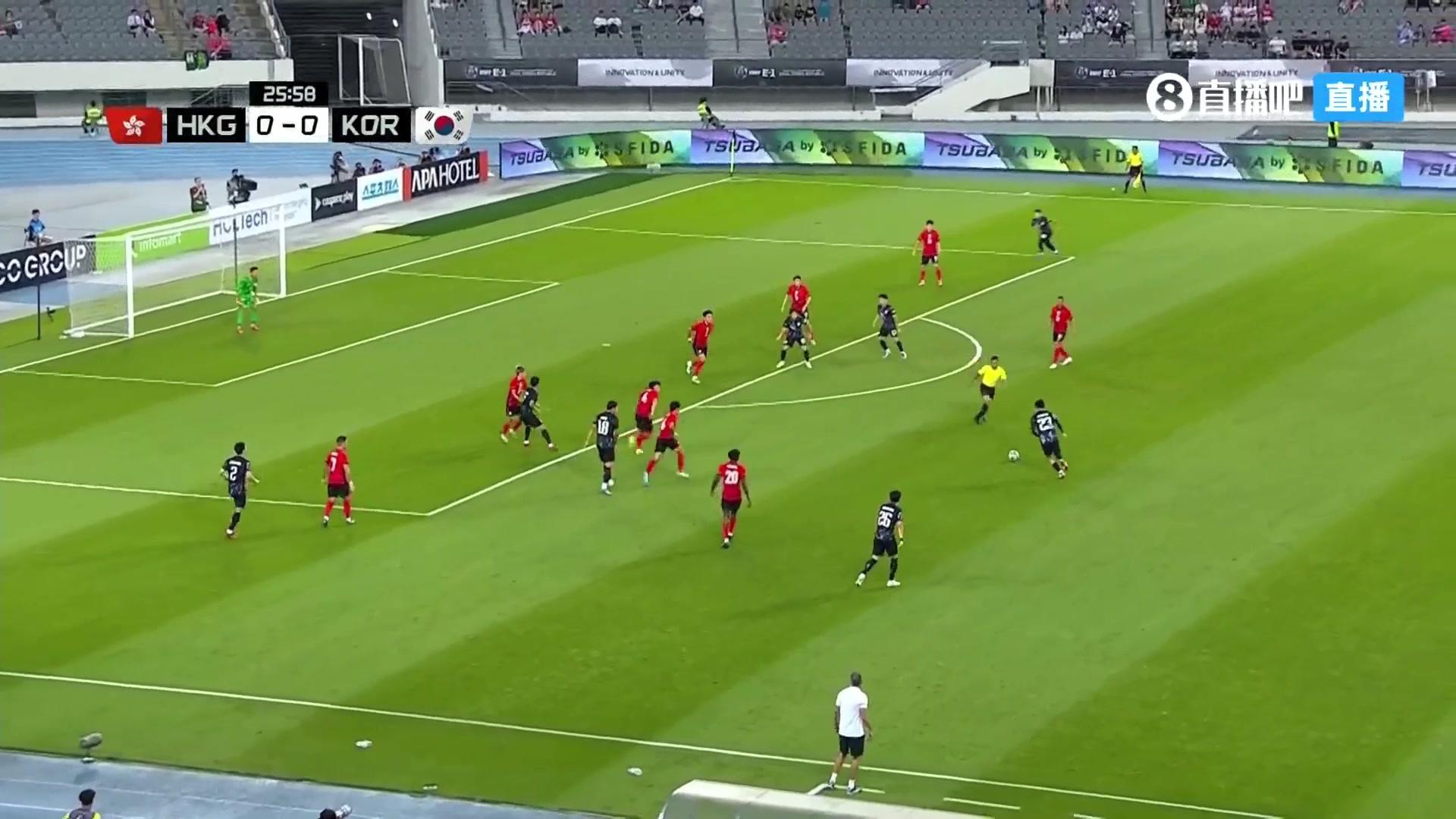 韓國1-0領(lǐng)先中國香港 姜尚潤轉(zhuǎn)身低射破門