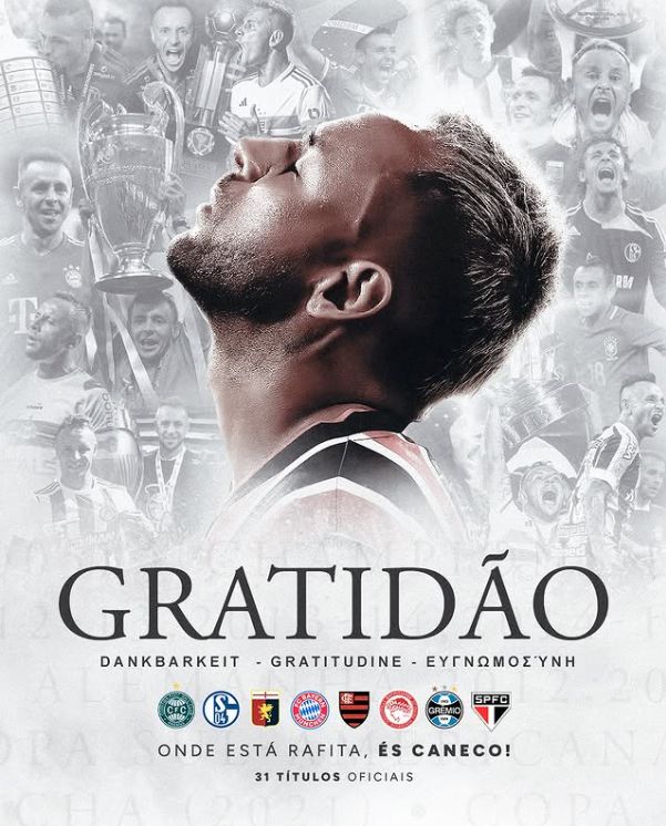 官方：拉菲尼亞39歲退役，拜仁后衛(wèi)，七德甲冠軍得主。