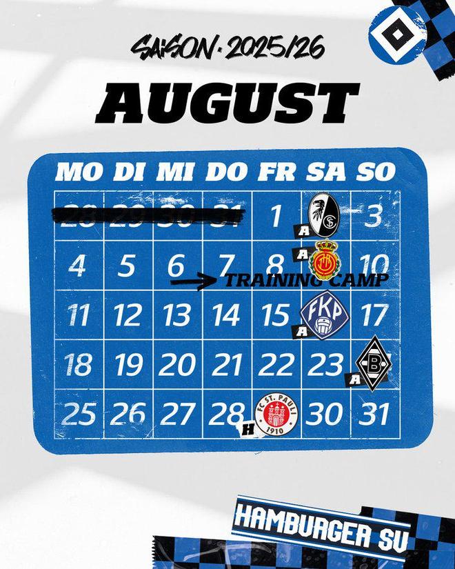 漢堡8月賽程，新季期待，德甲就緒！