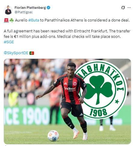 記者：布塔將加盟雅典帕納辛奈科斯，體檢在即。