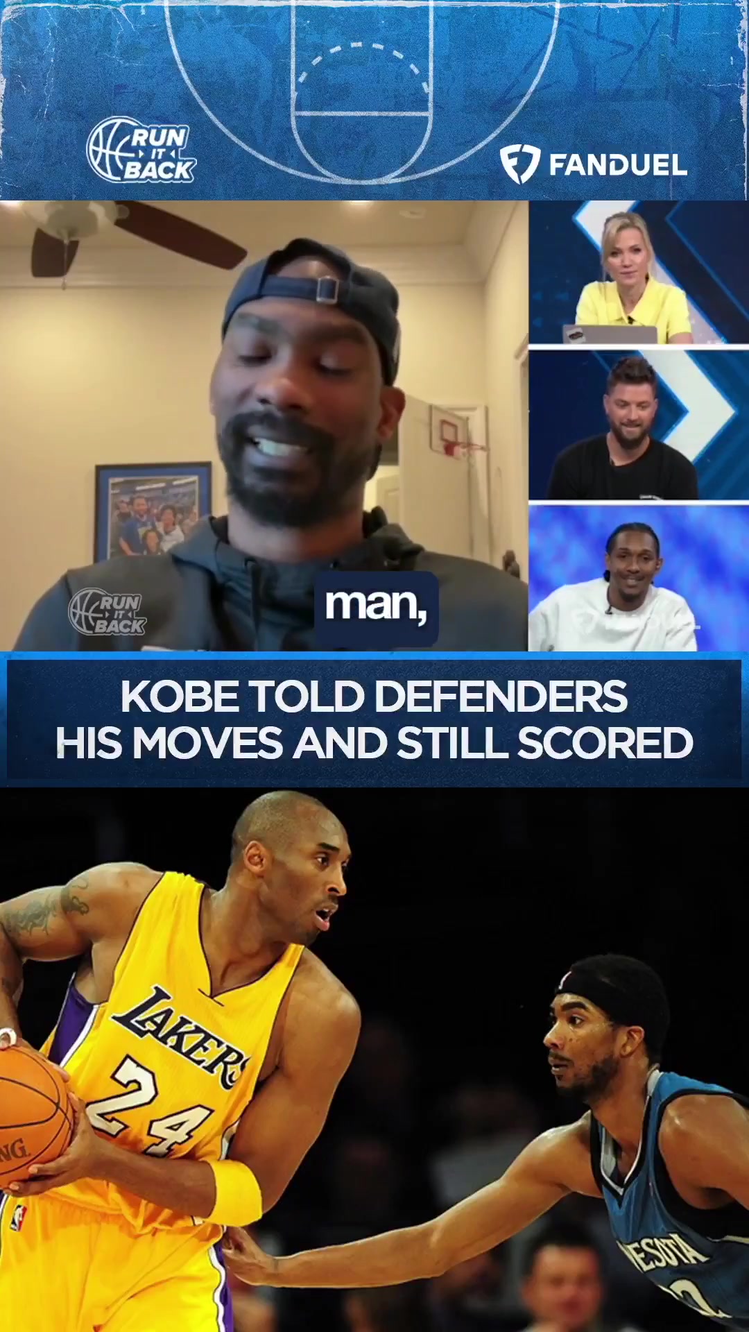 連長(zhǎng)布魯爾科比在落后三分時(shí)告訴我他要左側(cè)后仰最后他真的在我頭上這么做