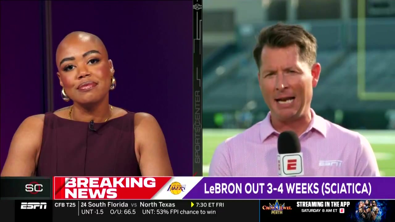 老詹因傷缺陣專家也許他可以涂點軒尼詩把光頭女主持逗笑了