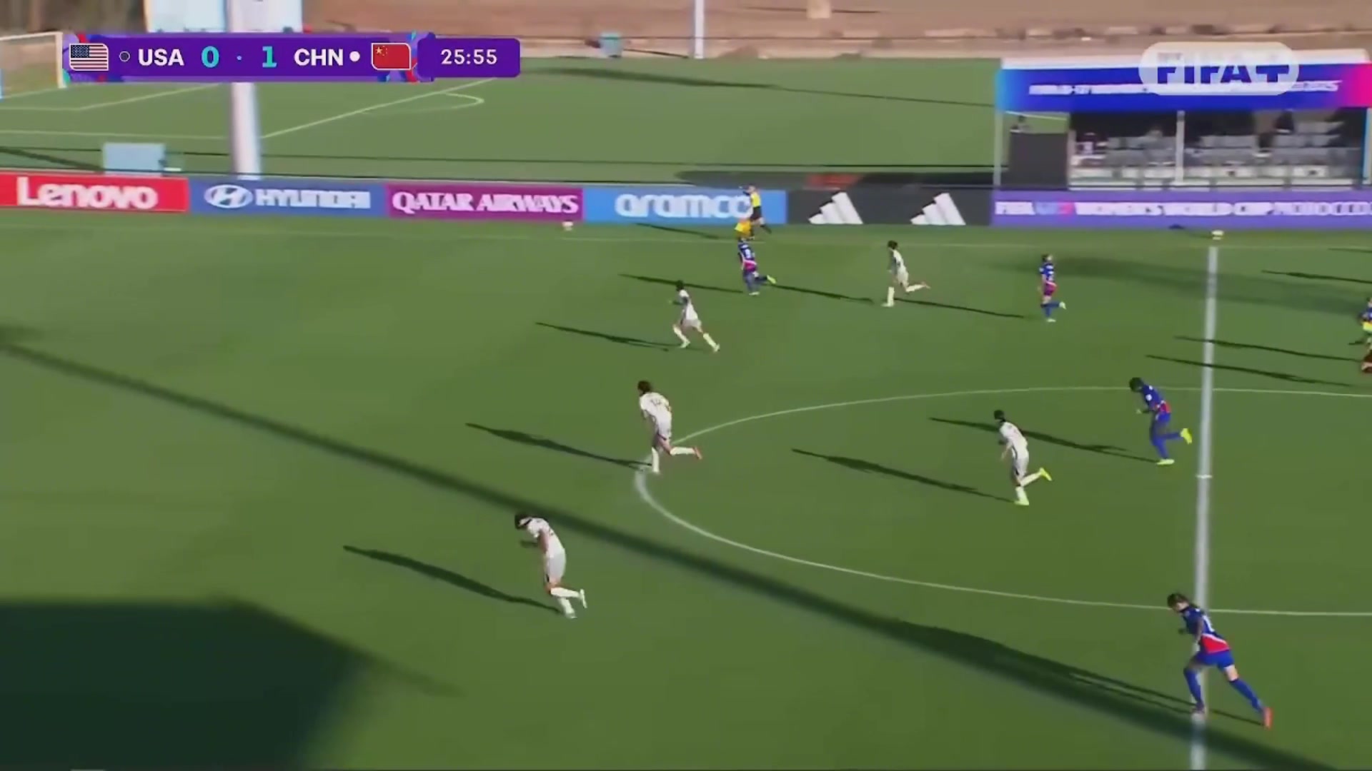 被扳平中國女足中場被斷球馬爾瑟姆一條龍突入禁區(qū)破門