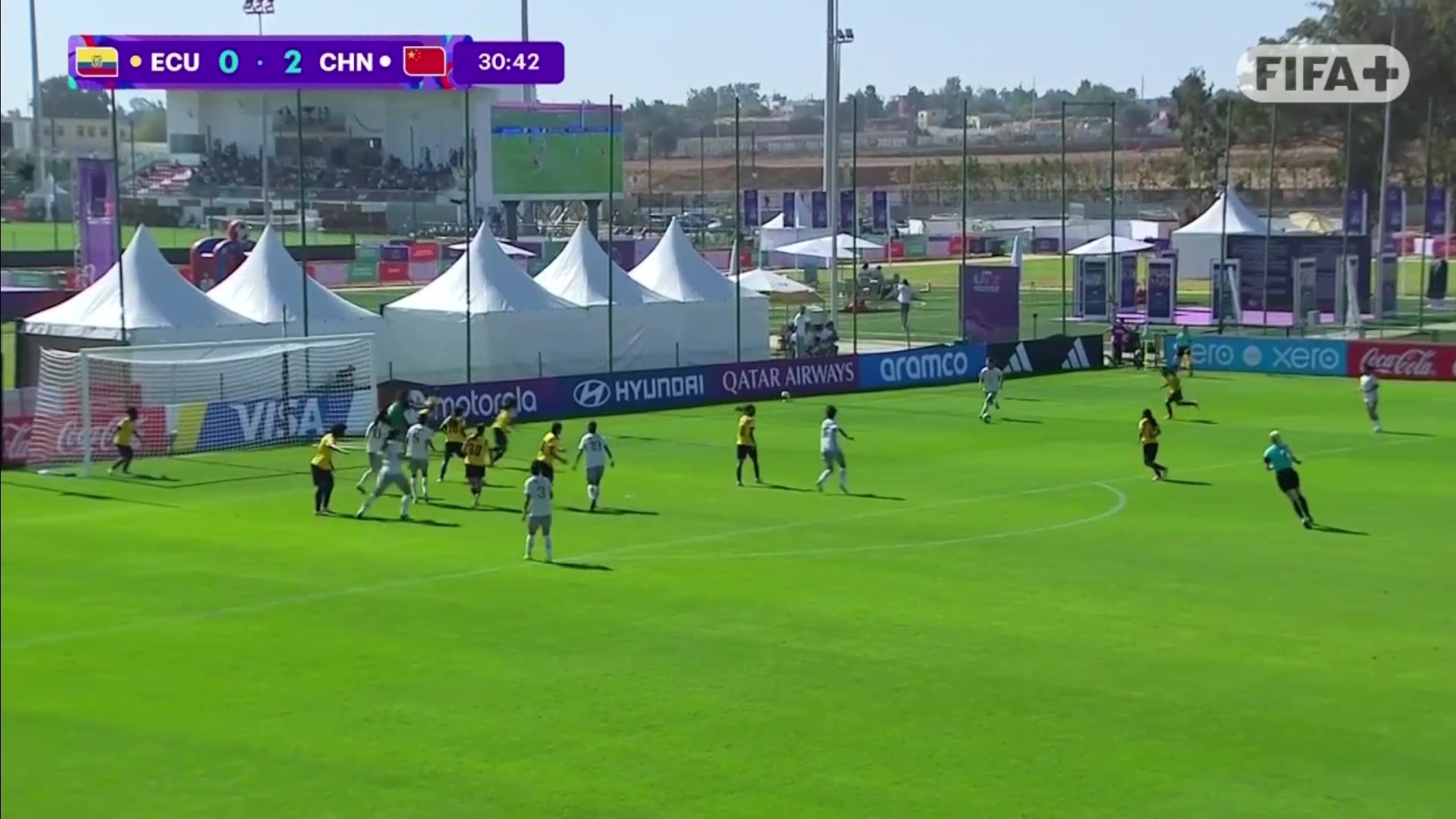 陳睿琳小角度破門U17中國女足3-0領(lǐng)先厄瓜多爾